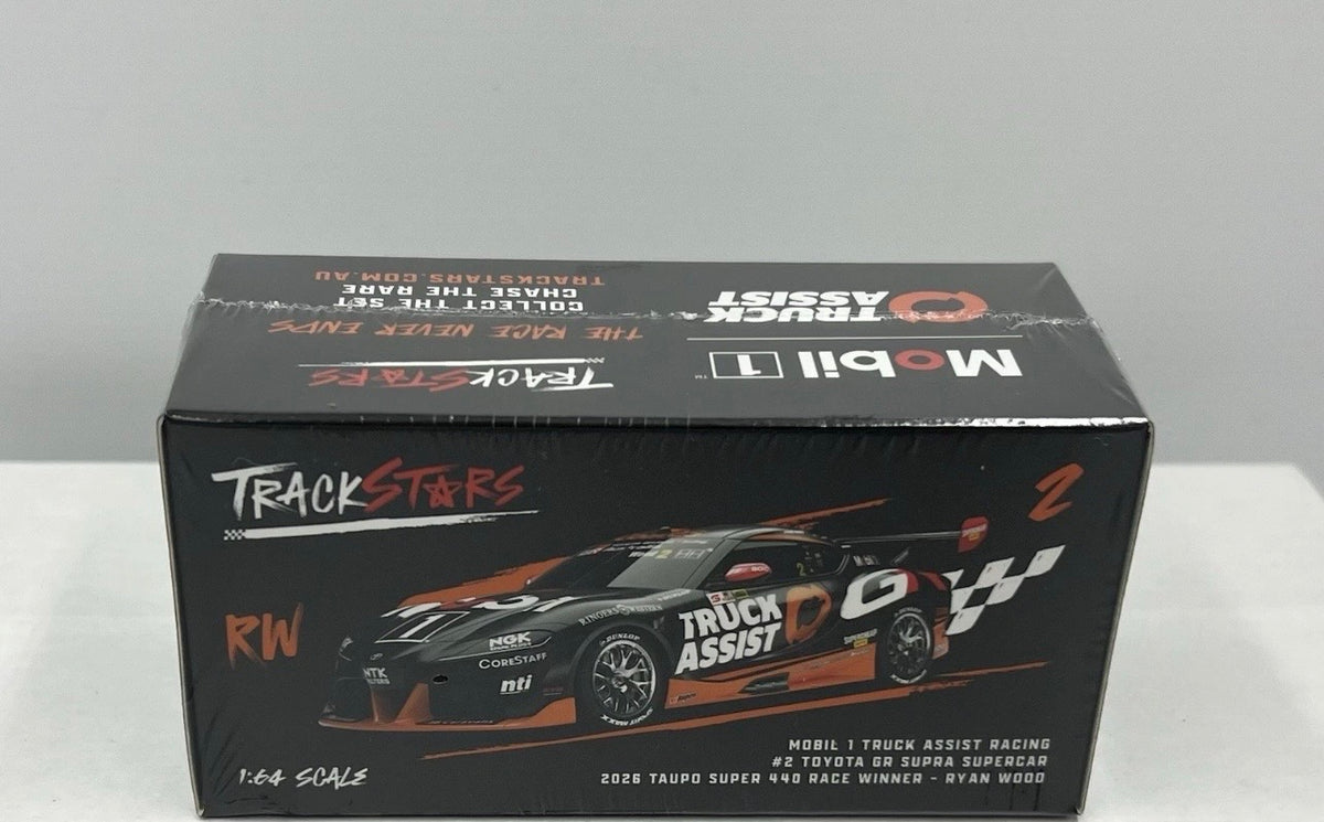 1:64 Ryan Wood #2 2026 Taupo Super 440 Race Winner Toyota GR Supra Supercars Mobil 1 Truck Assist Racing Trackstars