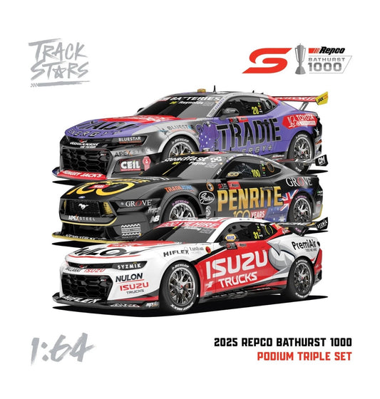 1:64 2025 Bathurst 1000 Podium Triple Set Trackstars Penrite Racing Tradie Energy Racing PremiAir Racing