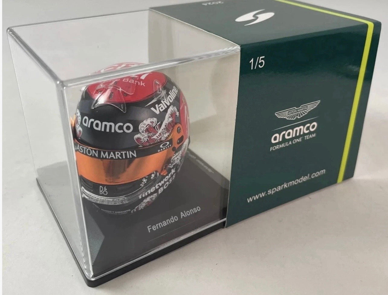 1:5 Fernando Alonso Helmet 2024 Japanese GP Aston Martin Aramco F1 Spark