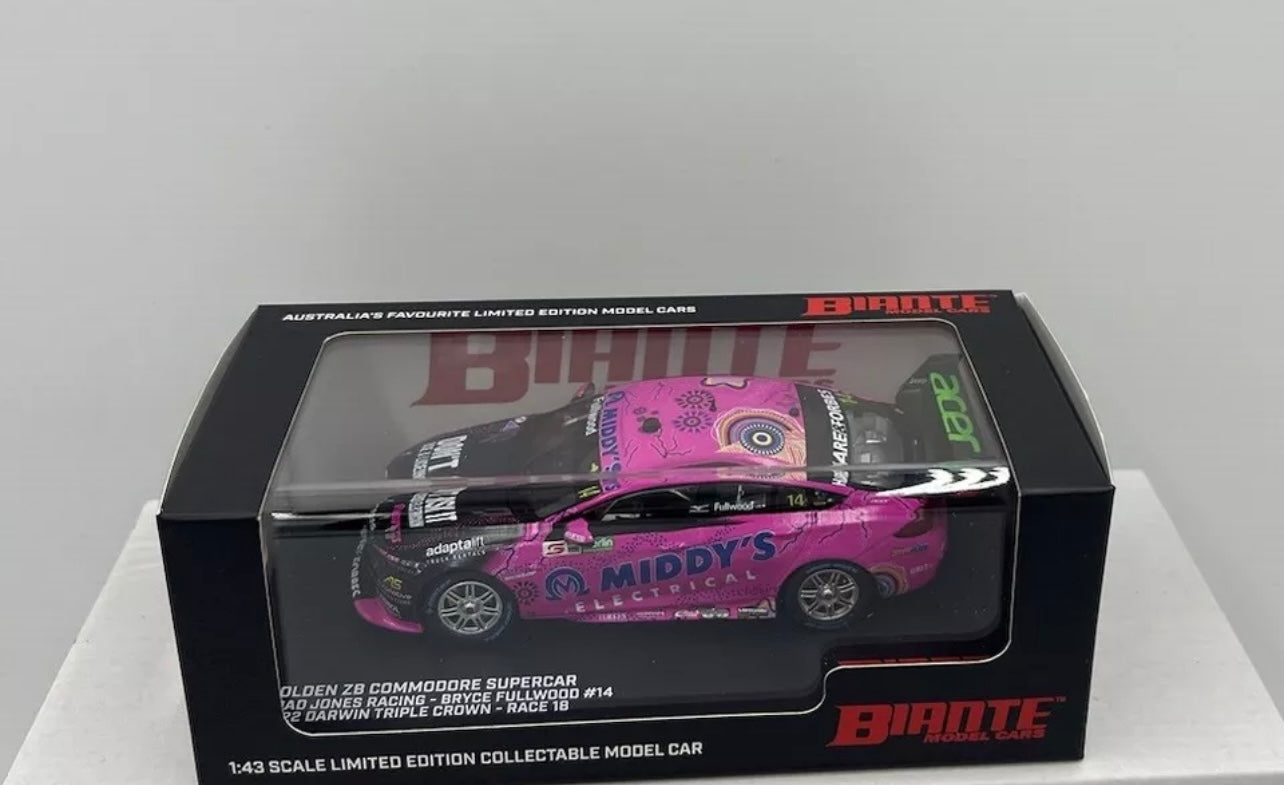 1:43 Bryce Fullwood #14 2022 Darwin Brad Jones Racing Holden ZB Commodore Biante