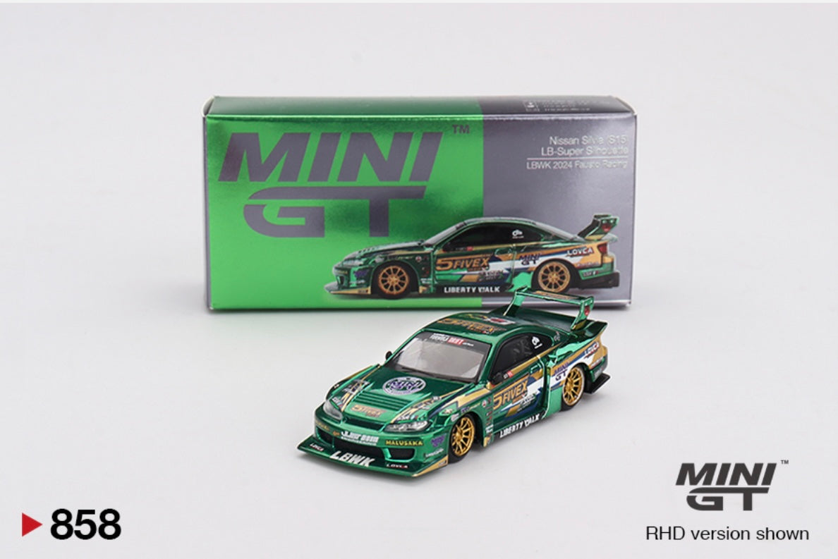 1:64 Nissan LB-Super Silhouette S15 Silvia LBWK 2024 Fausto Racing Mini GT 858