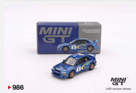 1:64 Subaru Impreza WRC99 Burns Reid #5 1999 Rally Australia Winner Mini GT 986