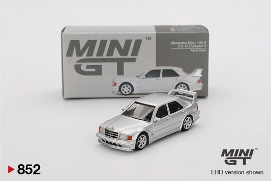 1:64 Mercedes- Benz 190 E 2.5 16 Evolution II Astral Silver Mini GT 852