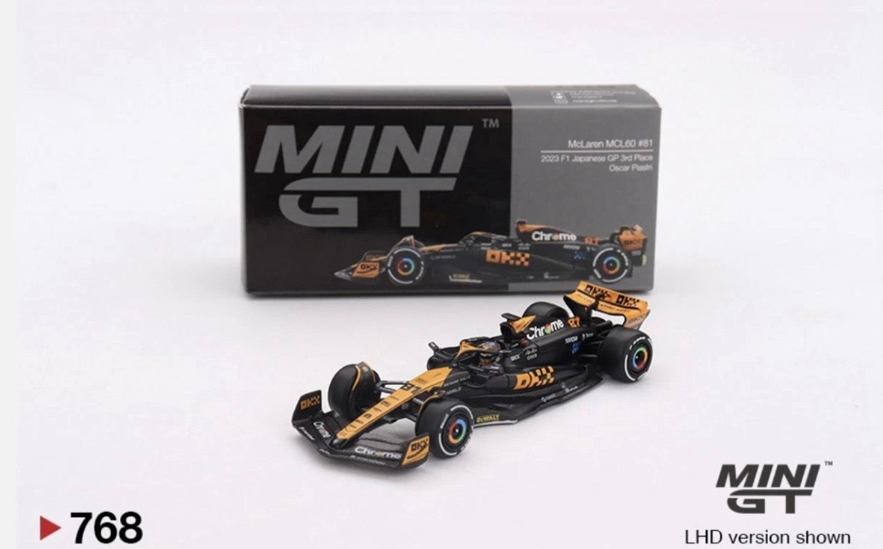 1:64 McLaren MCL60 #81 Oscar Piastri 2023 F1 Japanese GP 3rd Place Mini GT 768