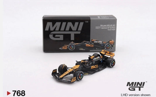 1:64 McLaren MCL60 #81 Oscar Piastri 2023 F1 Japanese GP 3rd Place Mini GT 768