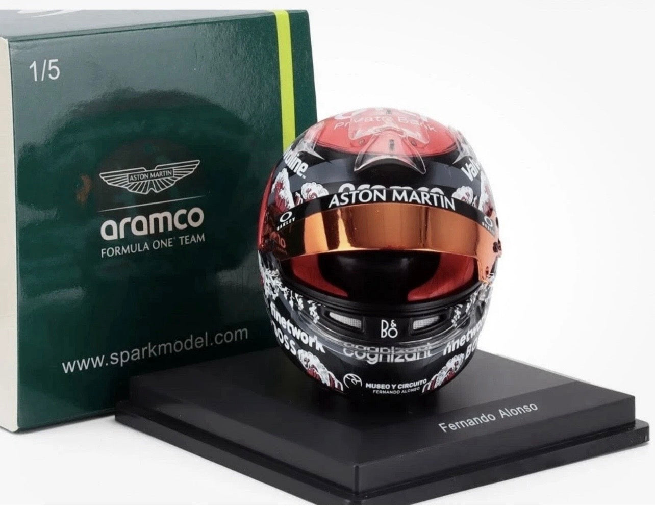 1:5 Fernando Alonso Helmet 2024 Japanese GP Aston Martin Aramco F1 Spark