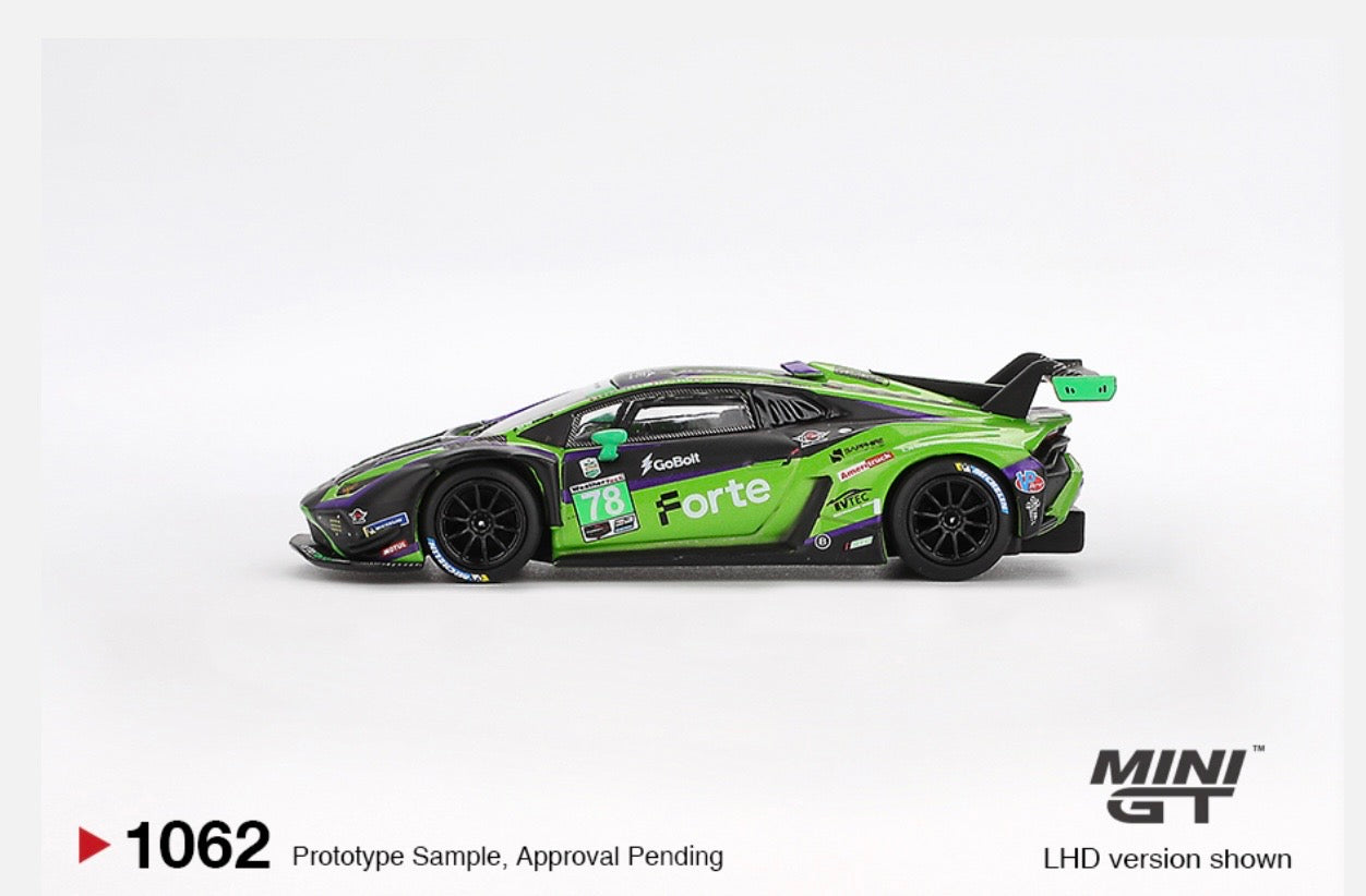1:64 Lamborghini Huracan GT3 EVO2 #78 Forte Racing 2024 IMSA Daytona 24 Hrs Mini GT 1062