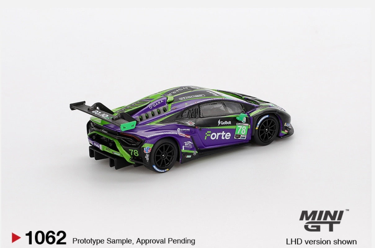 1:64 Lamborghini Huracan GT3 EVO2 #78 Forte Racing 2024 IMSA Daytona 24 Hrs Mini GT 1062
