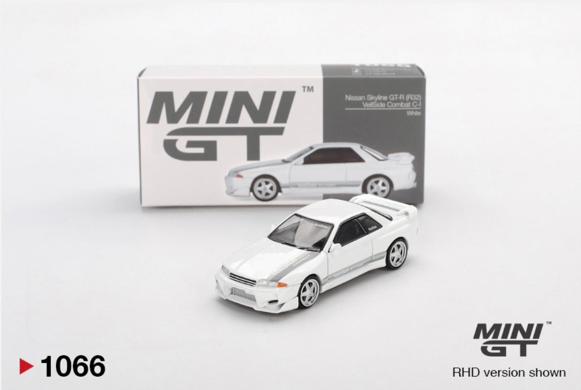 1:64 Nissan Skyline GT-R (R32) Veilside Combat C-1 Combat White Mini GT 1066