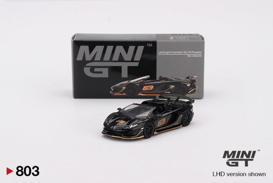 1:64 Lamborghini Aventador SVJ 63 Roadster Nero Aldebaran Mini GT 803