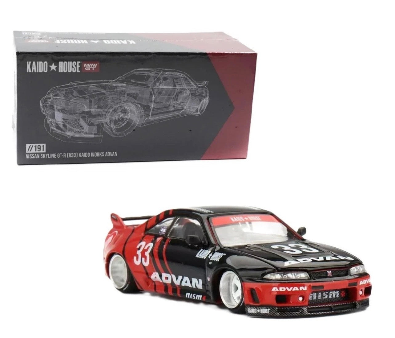 1:64 Nissan Skyline GT-R (R33) Kaido Works Advan Kaido House 191