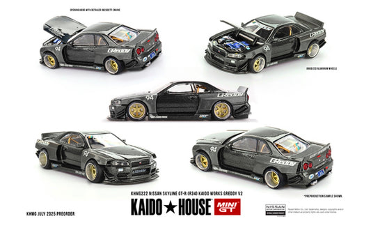 1:64 Nissan Skyline GT-R (R34) Kaido Works GReddy V2 #222 Kaido House Pre-Order