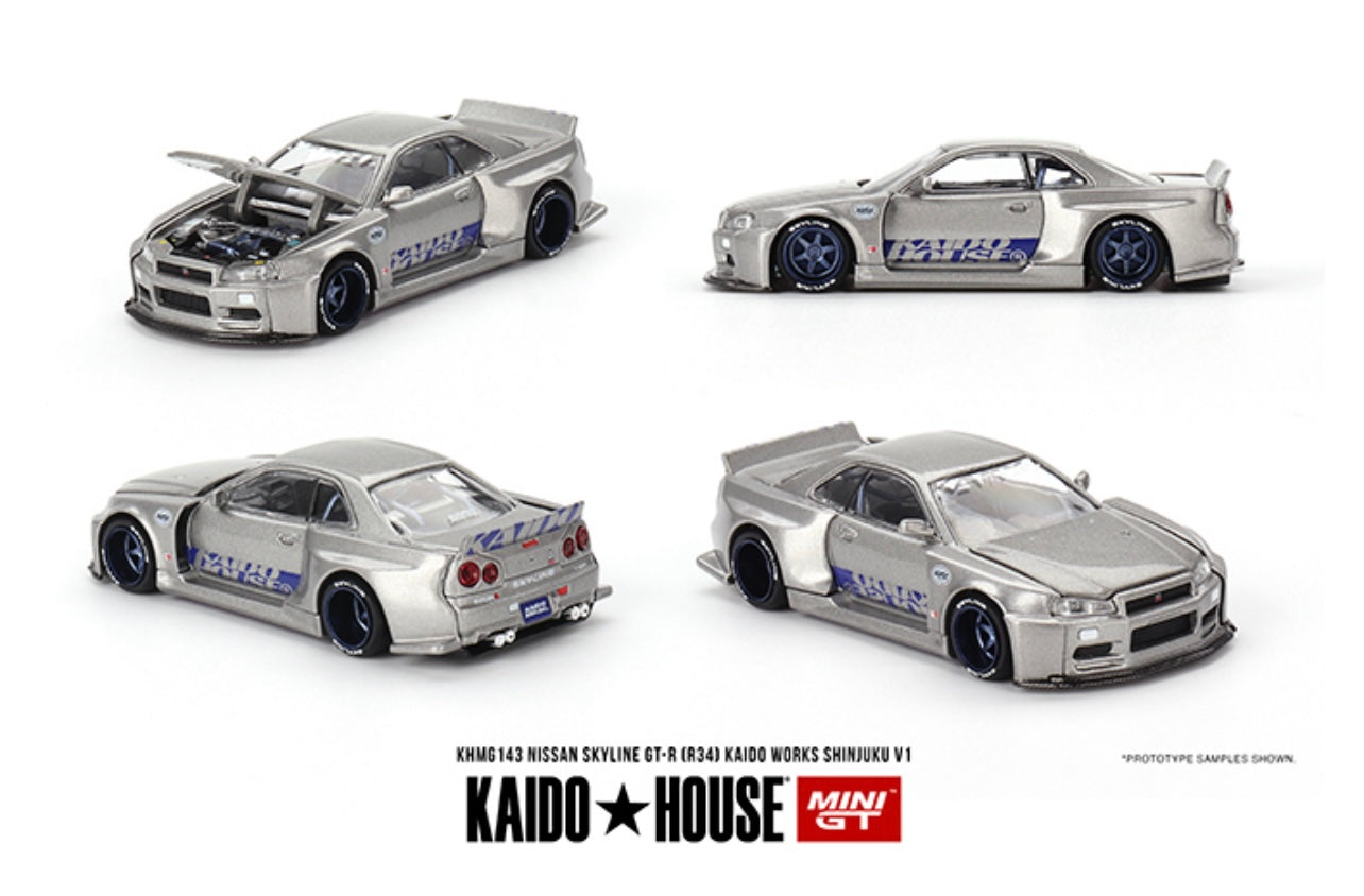 1:64 Nissan Skyline GT-R (R34) Kaido Works Shinjuku V1 Kaido House 143 PRE-ORDER.