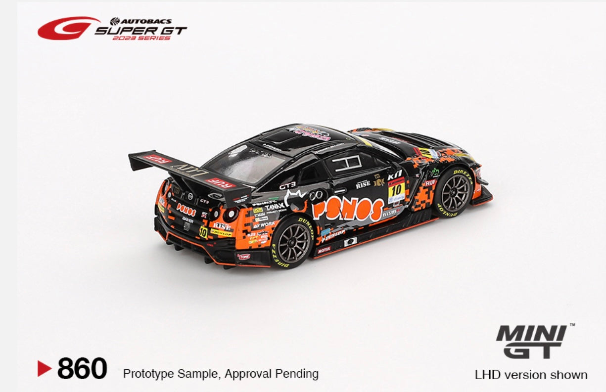 1:64 Nissan GT-R Nismo GT3 #10 Ponos Gainer GT-R 2023 Super Sprint Series Mini GT 860