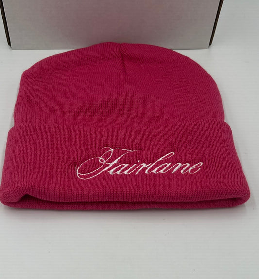 Ford Fairlane Embroidered Beanie Pink