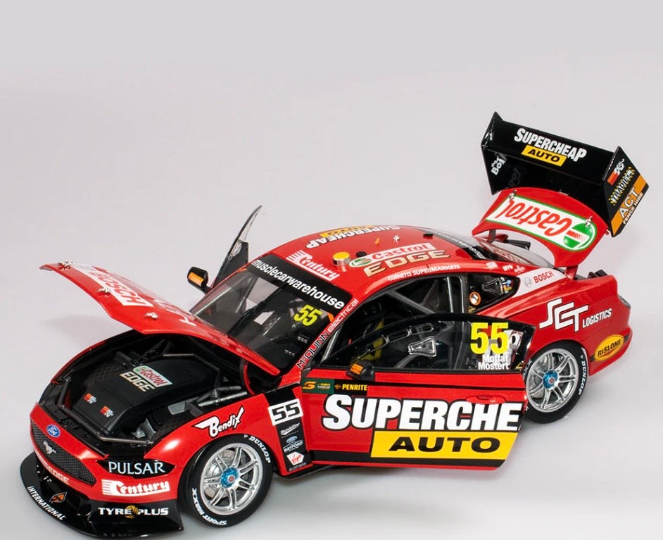 1:18 Chaz Mostert James Moffat #55 SuperCheap Auto Racing Ford Mustang 2019 Sandown 500 Retro Round Authentic Collectables