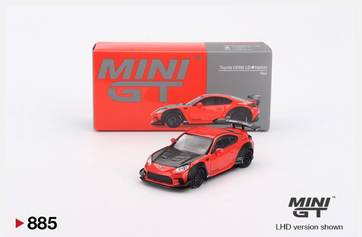 1:64 Toyota GR86 LB ⭐️ Nation Red Mini GT 885