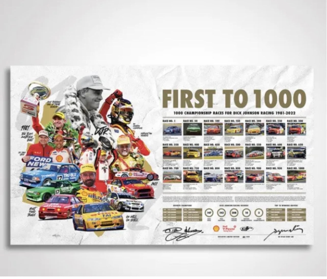 First to 1000 Dick Johnson 1000 Championship Races 1981-2022 Limited Edition Print Authentic Collectables