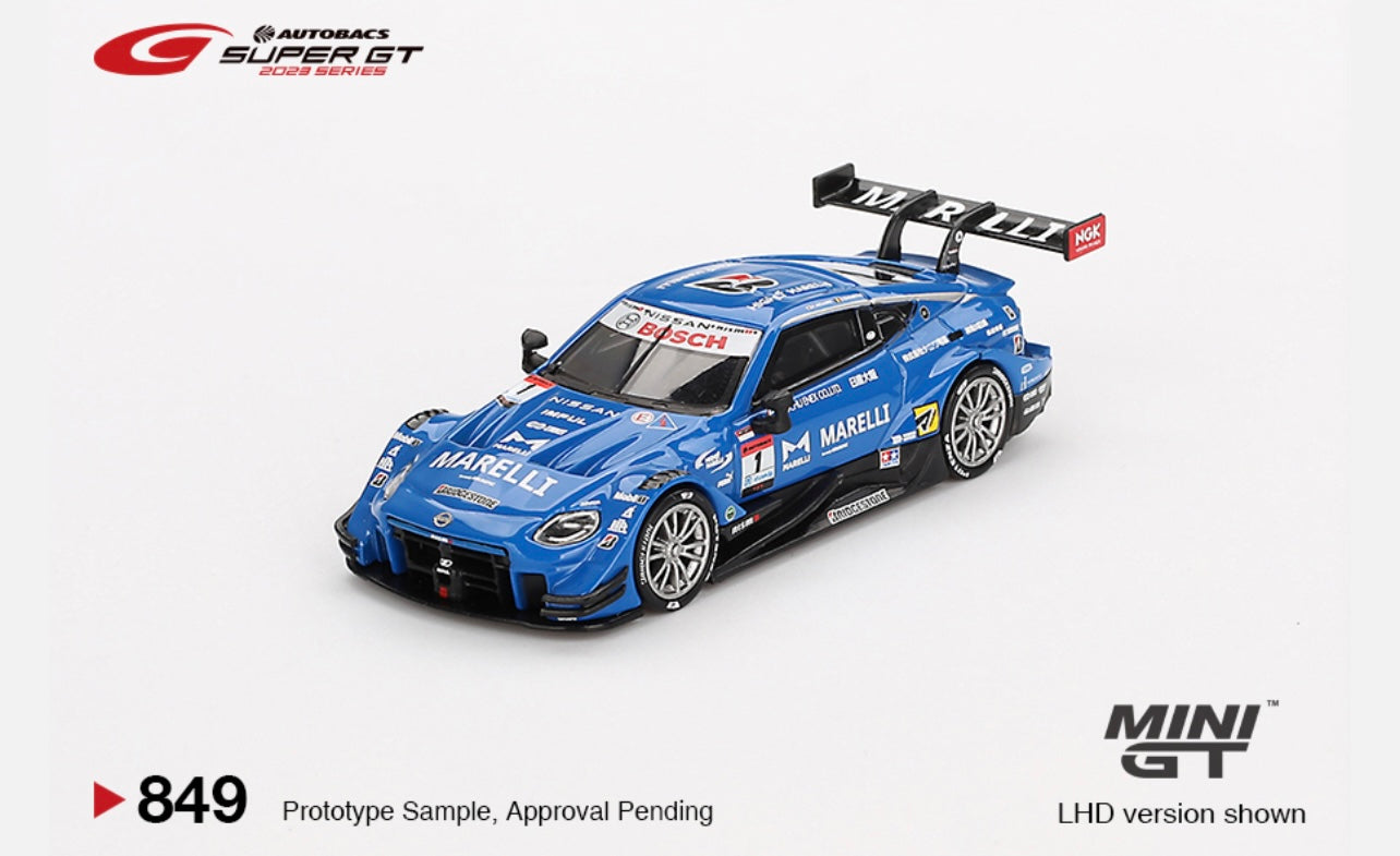 1:64 Nissan Z GT500 #1 Marelli Impul Z Team Impul 2023 Super GT Series 849 Mini GT