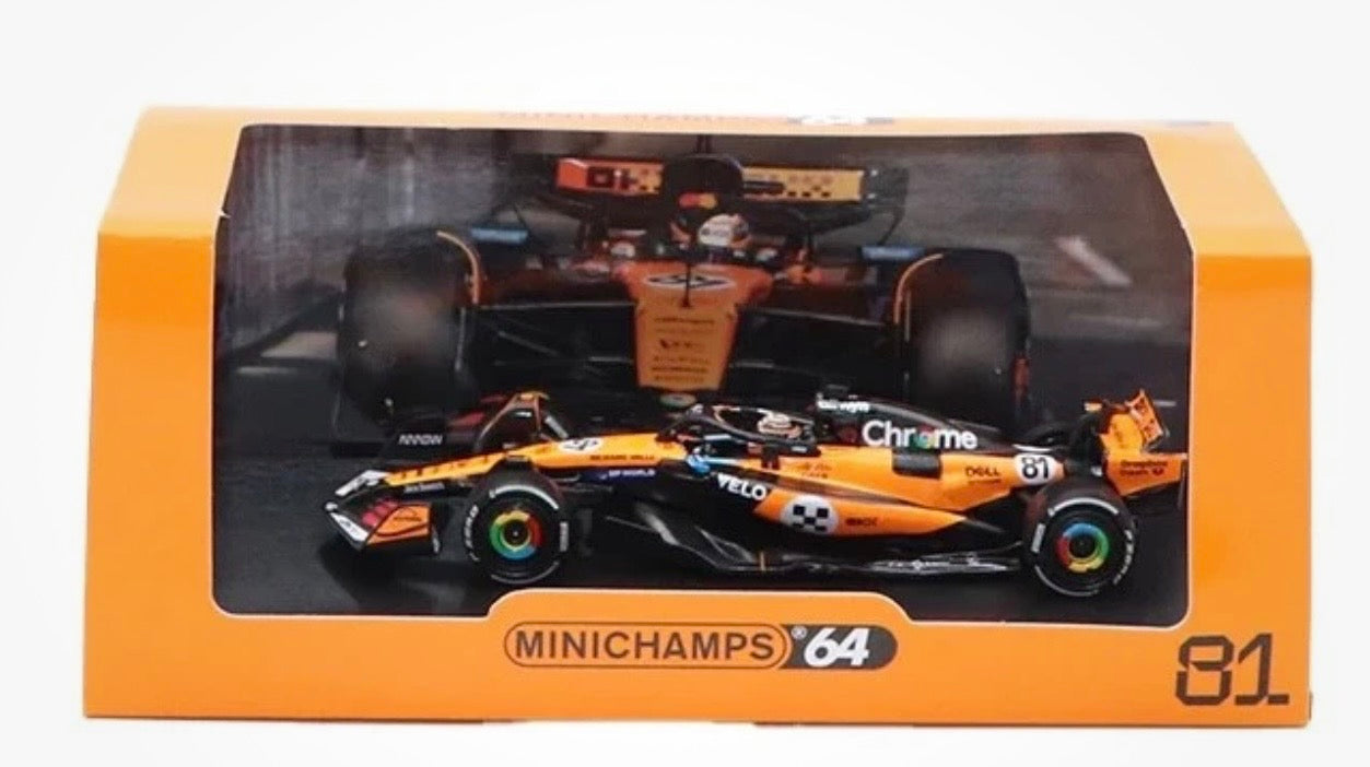 1:64 McLaren Formula1 Team MCL39 #81 Oscar Piastri 3rd Place Monaco GP 2025 Minichamps