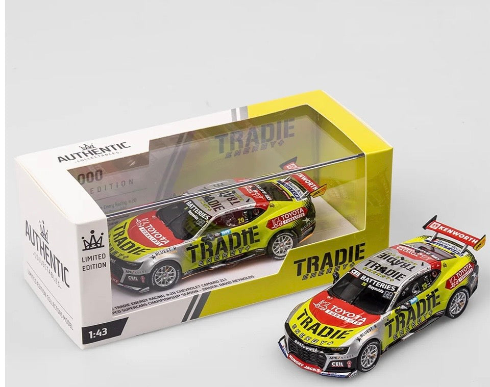 1:43 Tradie Energy Racing Chevrolet Camaro ZL1 David Reynolds #20 2025 Repco Supercars Championship Season Authentic Collectables
