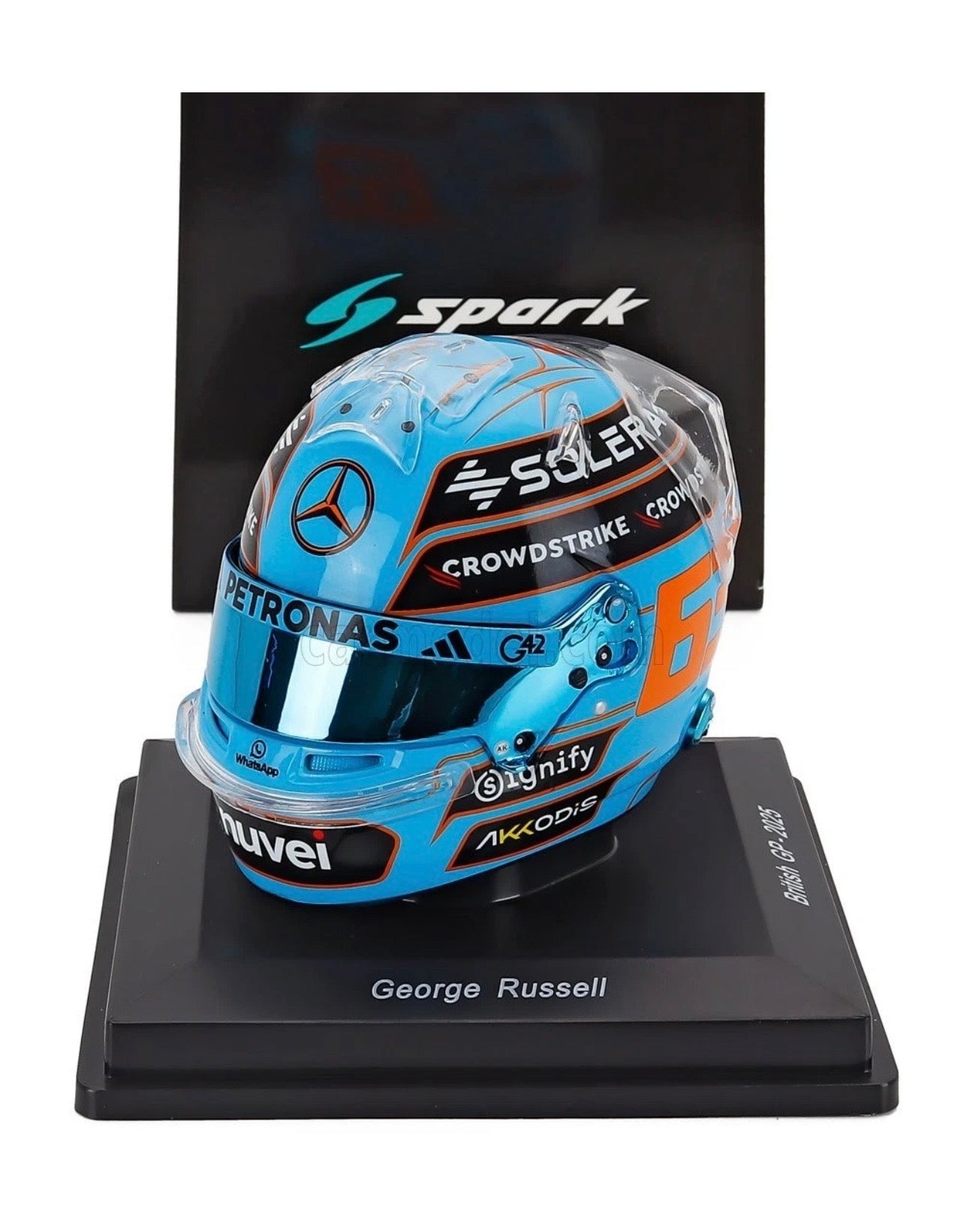1:5 George Russell Mercedes AMG Petronas F1 2025 British GP Helmet Spark
