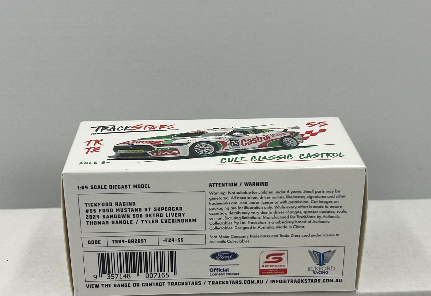 1:64 Tickford Racing Randle Everingham #55 2024 Sandown 500 Retro Livery Ford Mustang GT Supercar Trackstars