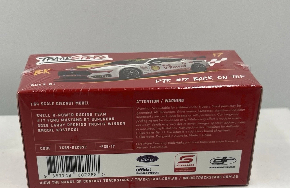 1:64 Brodie Kostecki #17 Shell V-Power Racing Team 2026 Larry Perkins Trophy Winner Ford Mustang Trackstars