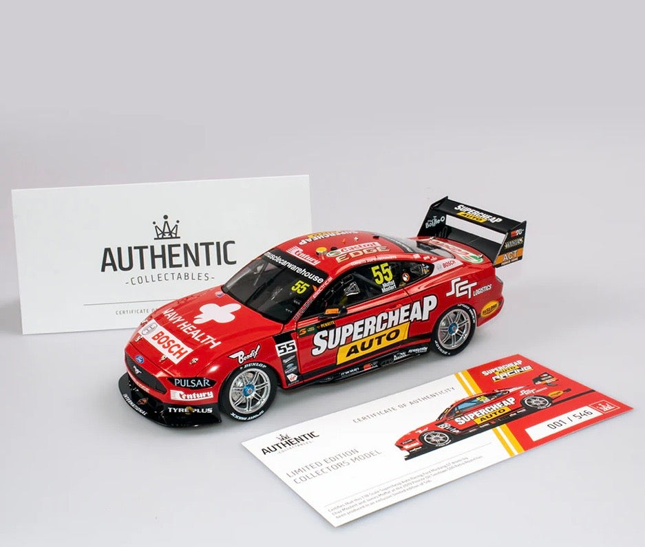 1:18 Chaz Mostert James Moffat #55 SuperCheap Auto Racing Ford Mustang 2019 Sandown 500 Retro Round Authentic Collectables