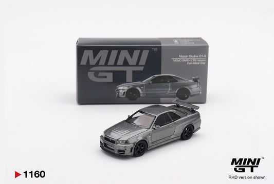 1:64 Nissan Skyline GT-R Nismo BNR34 CRS Version Dark Metal Gray Mini GT 1160