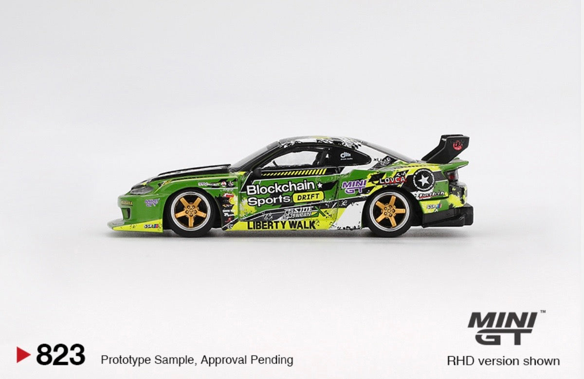 1:64 Nissan Silvia (S15) LB- Super Silhouette #555 V2 2024Formula Drift Japan Mini GT 823