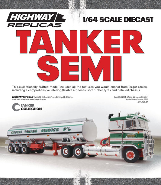 1:64 Highway Replicas Tanker Semi Cootes Tanker Service Pre-Order