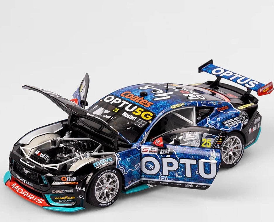1:18 Chaz Mostert #25 2024 NTI Townsville 500 Indigenous Livery Mobil 1 Optus Racing Ford Mustang GT Authentic Collectables