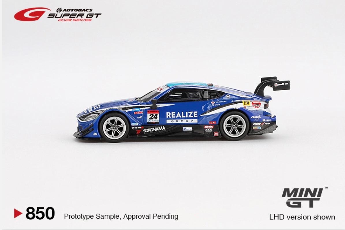 1:64 Nissan Z GT500 #24 Realize Corportation Advan Z Kondo  Racing 2023 Super GT Series Mini GT 850
