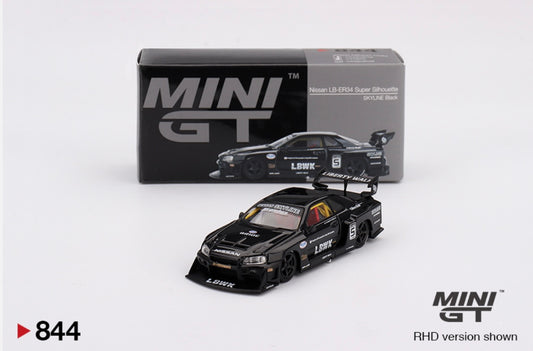 1:64 Nissan LB-ER34 Super Silhouette Skyline Black Mini GT 844