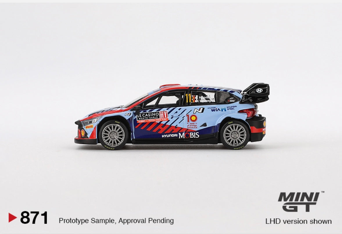 1:64 Hyundai i20 N Rally1 Hybrid #11 2024 Rallye Monte-Carlo Winner Mini GT 871