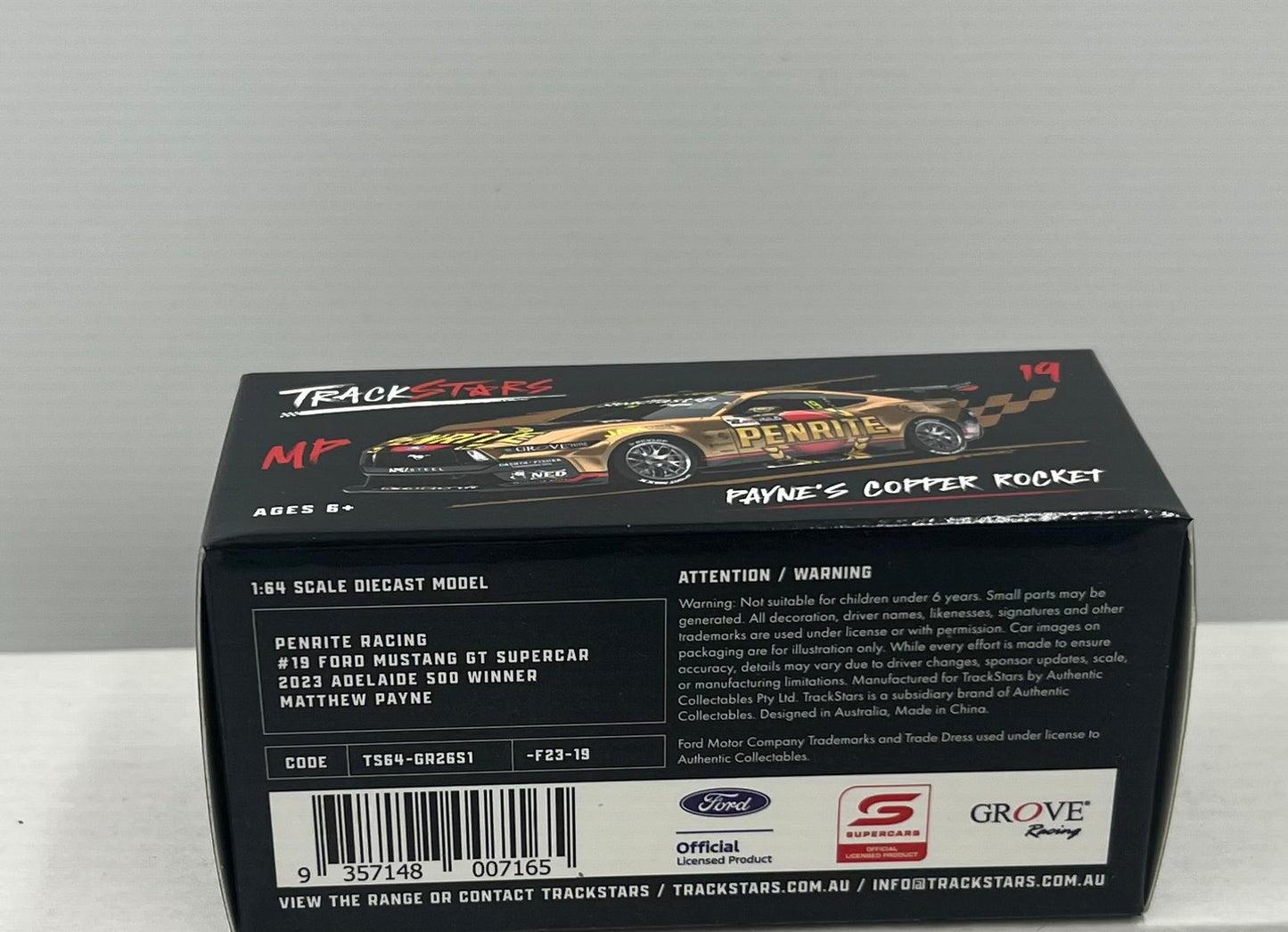 1:64 Penrite Racing Matthew Payne #19 2023 Adelaide 500 Winner Ford Mustang GT Supercar Trackstars