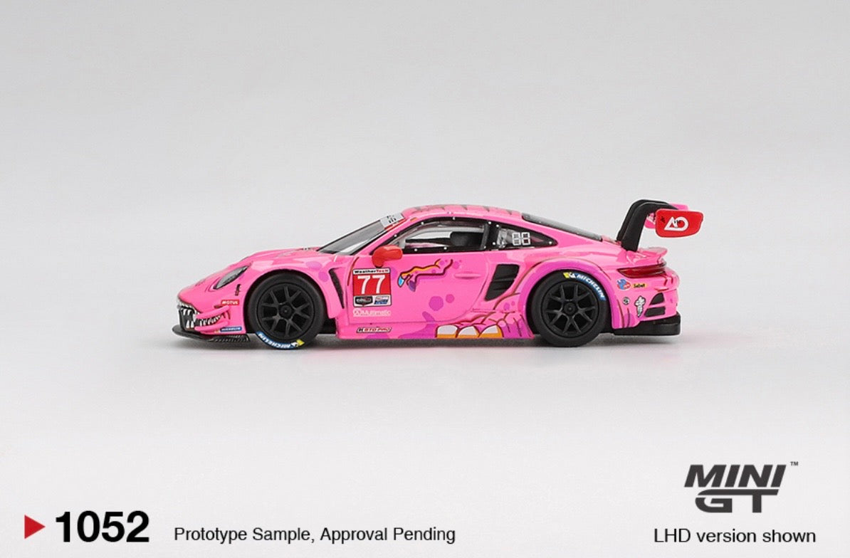 1:64 Porsche 911 GT3 R #77 2024 IMSA Road America AO Racing #1052 Mini GT