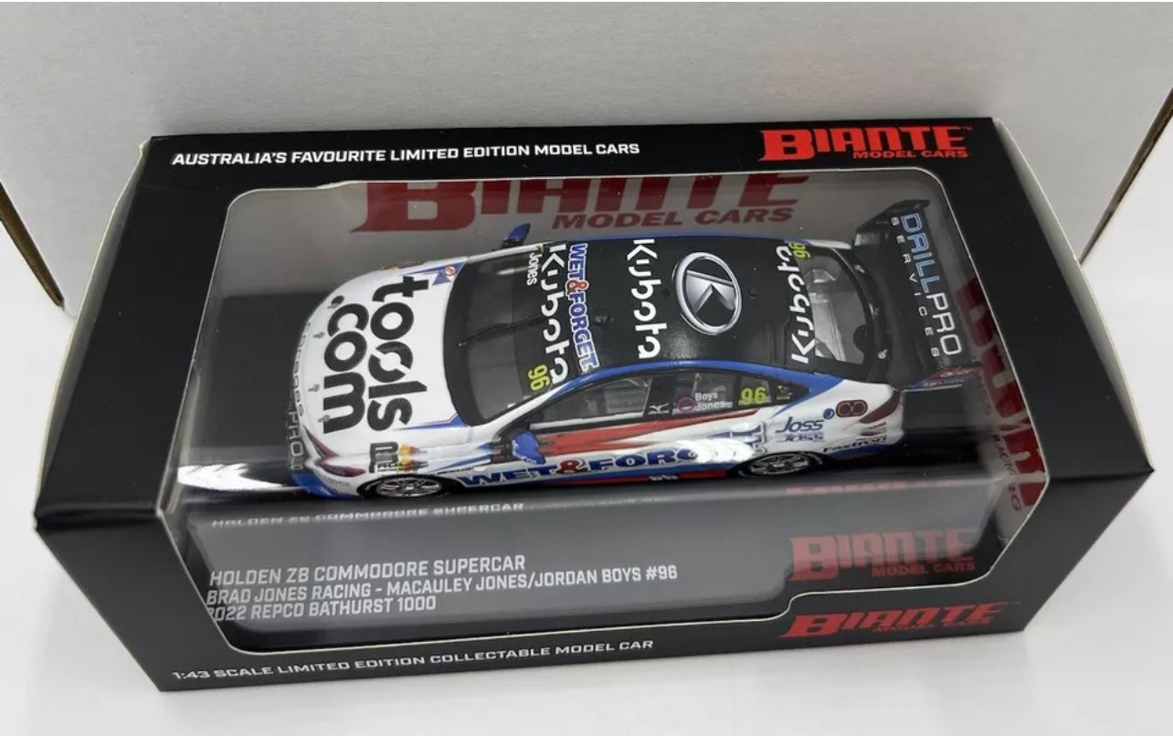 1:43 Jones Boys #96 2022 Bathurst 1000 BJR Holden ZB Commodore Biante