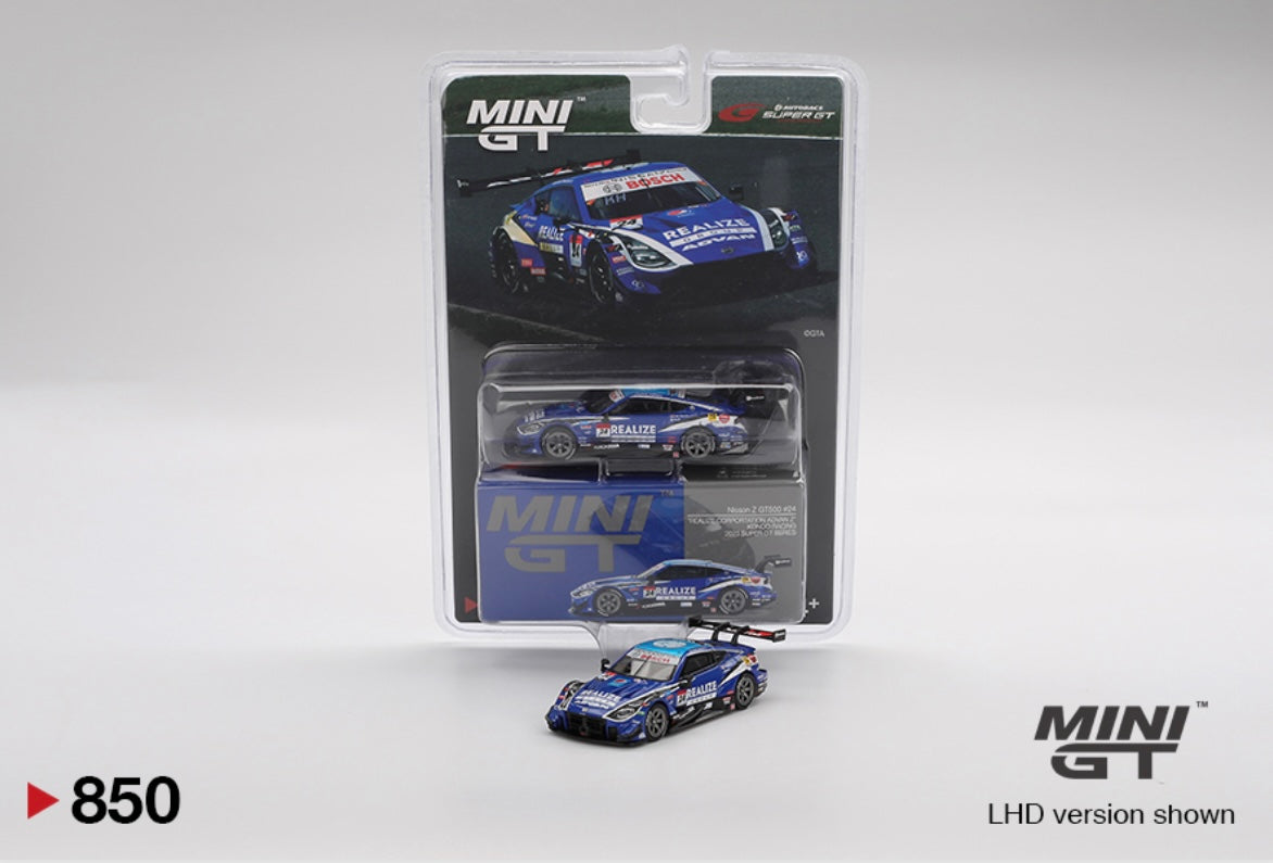 1:64 Nissan Z GT500 #24 Realize Corportation Advan Z Kondo  Racing 2023 Super GT Series Mini GT 850