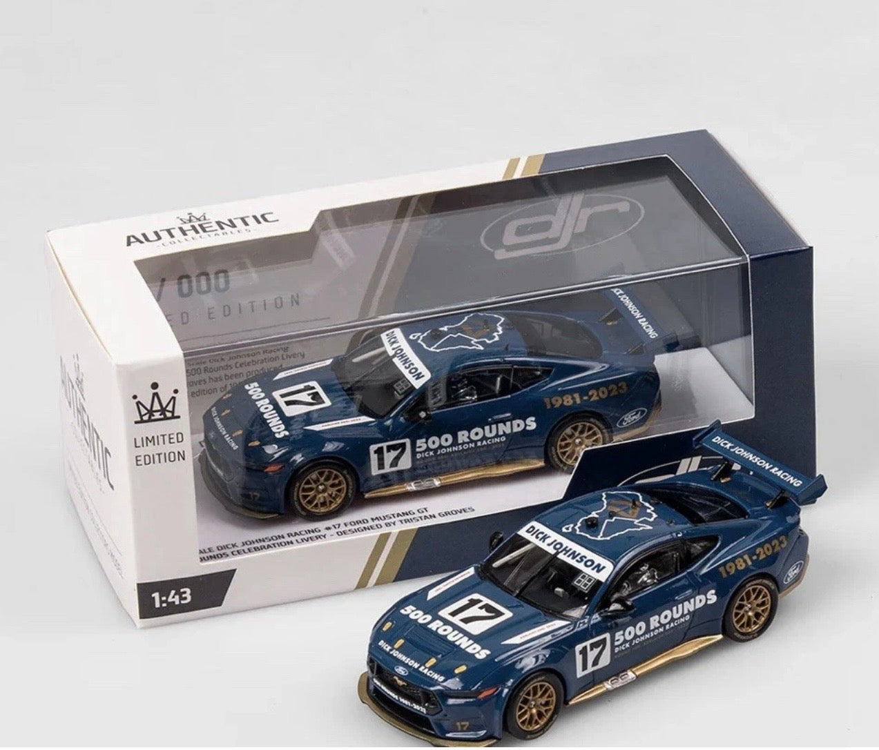 1:43 Dick Johnson Racing #17 Ford Mustang GT 500 Rounds Celebration Livery Authentic Collectables