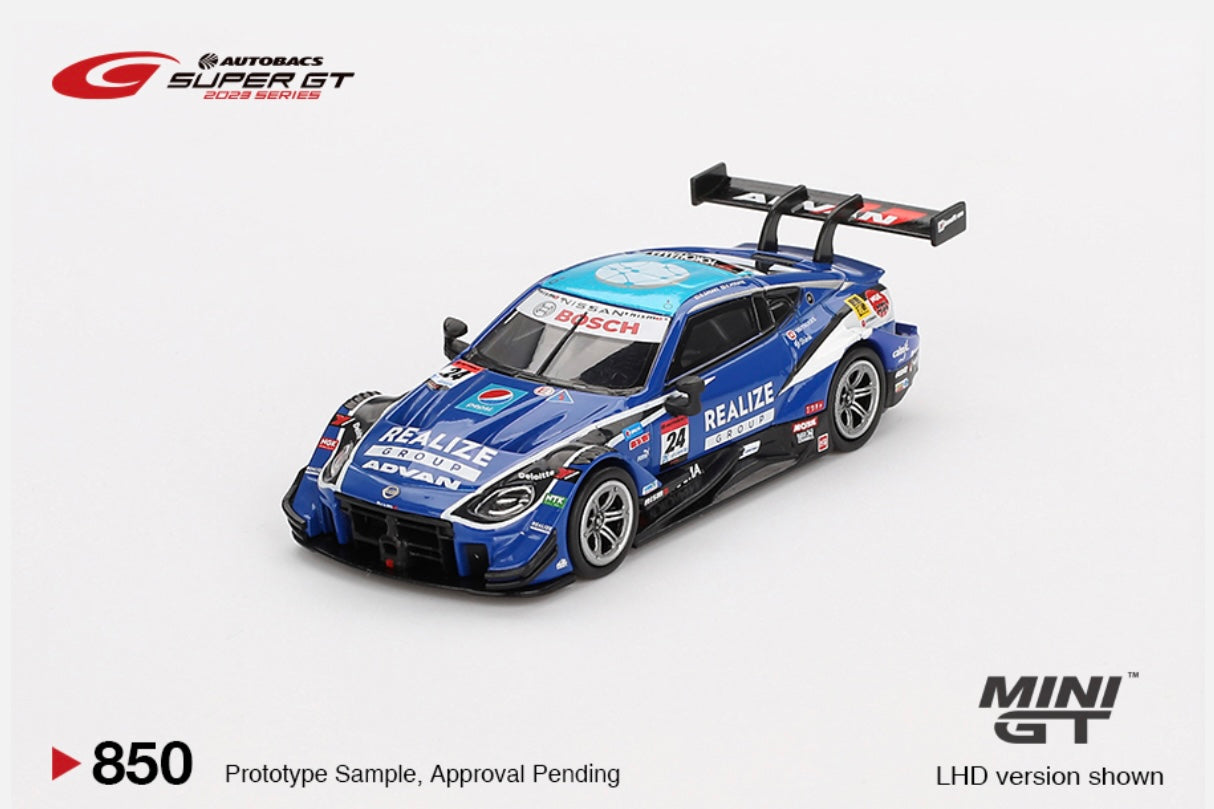 1:64 Nissan Z GT500 #24 Realize Corportation Advan Z Kondo  Racing 2023 Super GT Series Mini GT 850