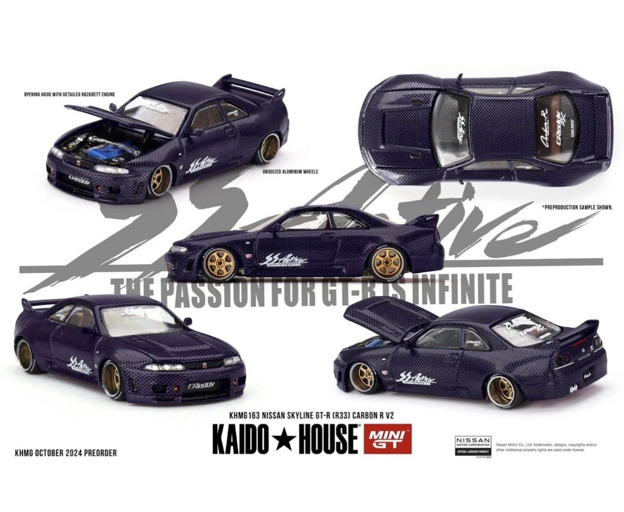 1:64 Nissan Skyline GT-R (R33) Active Carbon R #163 Kaido House