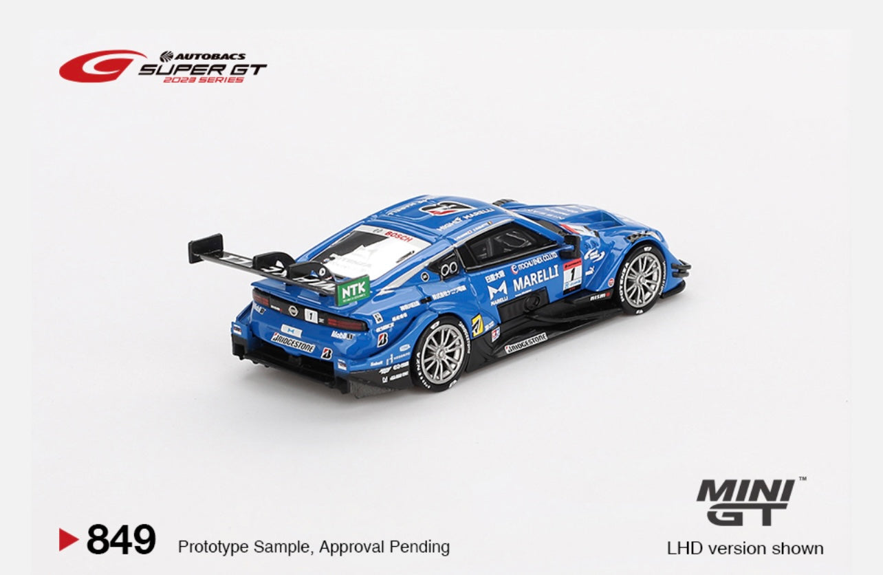 1:64 Nissan Z GT500 #1 Marelli Impul Z Team Impul 2023 Super GT Series 849 Mini GT
