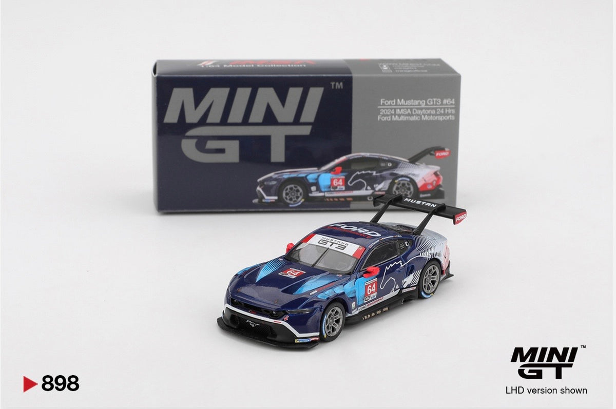 1:64 Ford Mustang GT3 #64 2024 ISMA Daytona 24Hrs Ford Multimatic Motorsports Mini GT 898