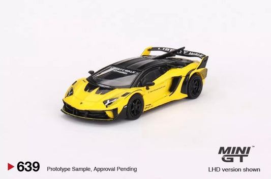 1:64 Lamborghini Aventador GT EVO Yellow LB Silhouette Works 639 Mini GT