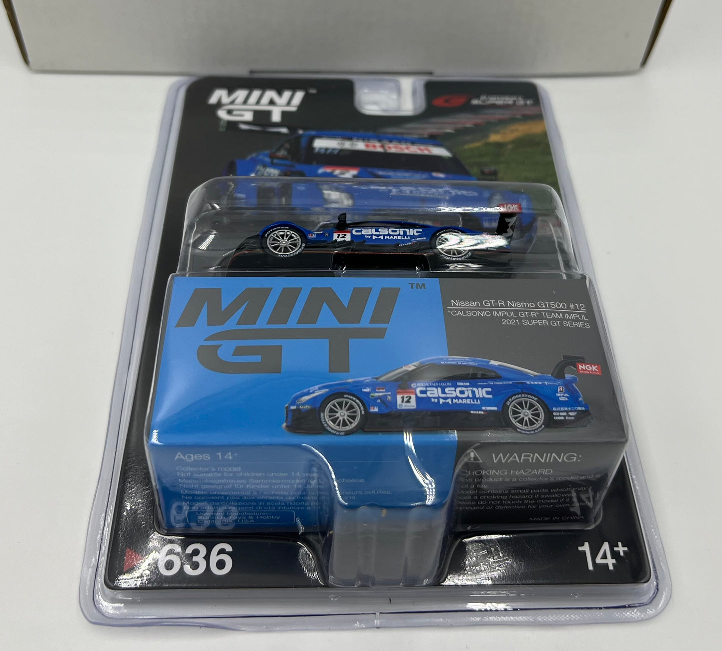 1:64 Nissan GT-R Nismo GT500 #12 Calsonic IMPUL GT-R Team IMPUL 2021 Super GT Series Mini GT 636