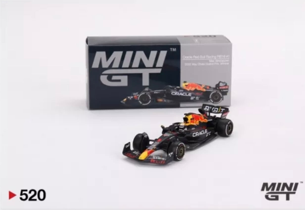 1:64 Max Verstappen #1 2022 Abu Dhabi GP Winner Oracle Red Bull Racing RB18 Mini GT 520