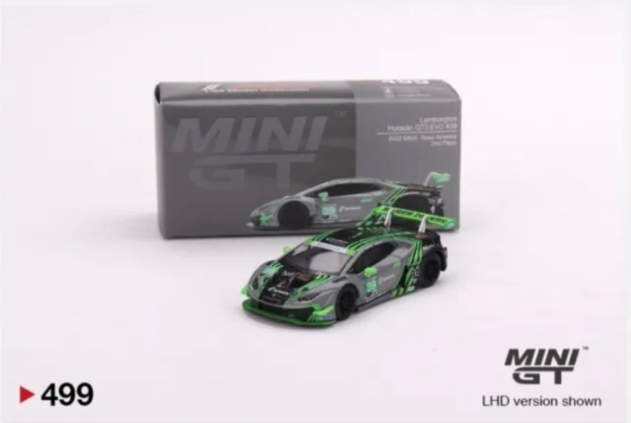 1:64 Lamborghini Huracan GT3 Evo #39 2022 IMSA Road America 2nd Place Mini GT 499