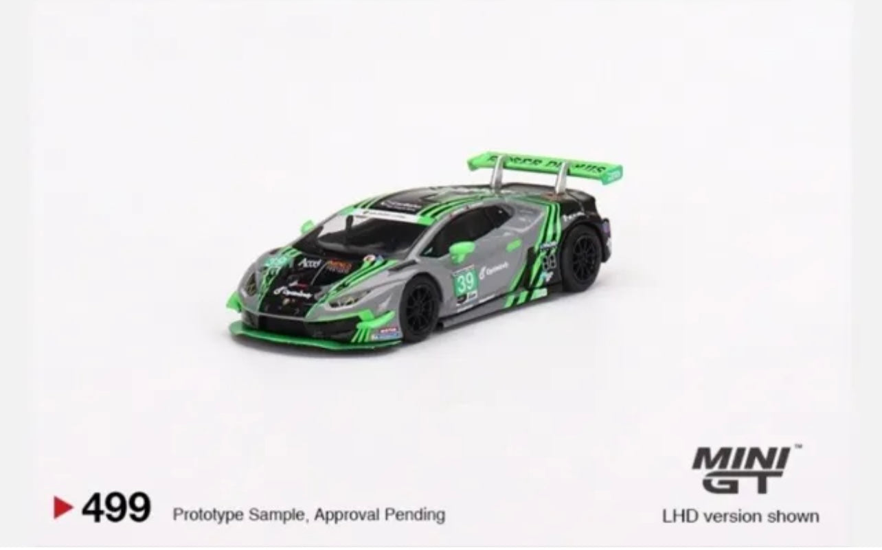 1:64 Lamborghini Huracan GT3 Evo #39 2022 IMSA Road America 2nd Place Mini GT 499